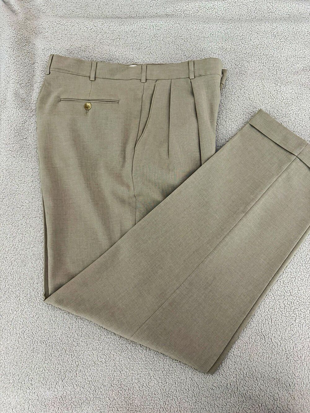 Perry Ellis Portfolio Men’s Beige Dress Pants 33W Classic Microfiber